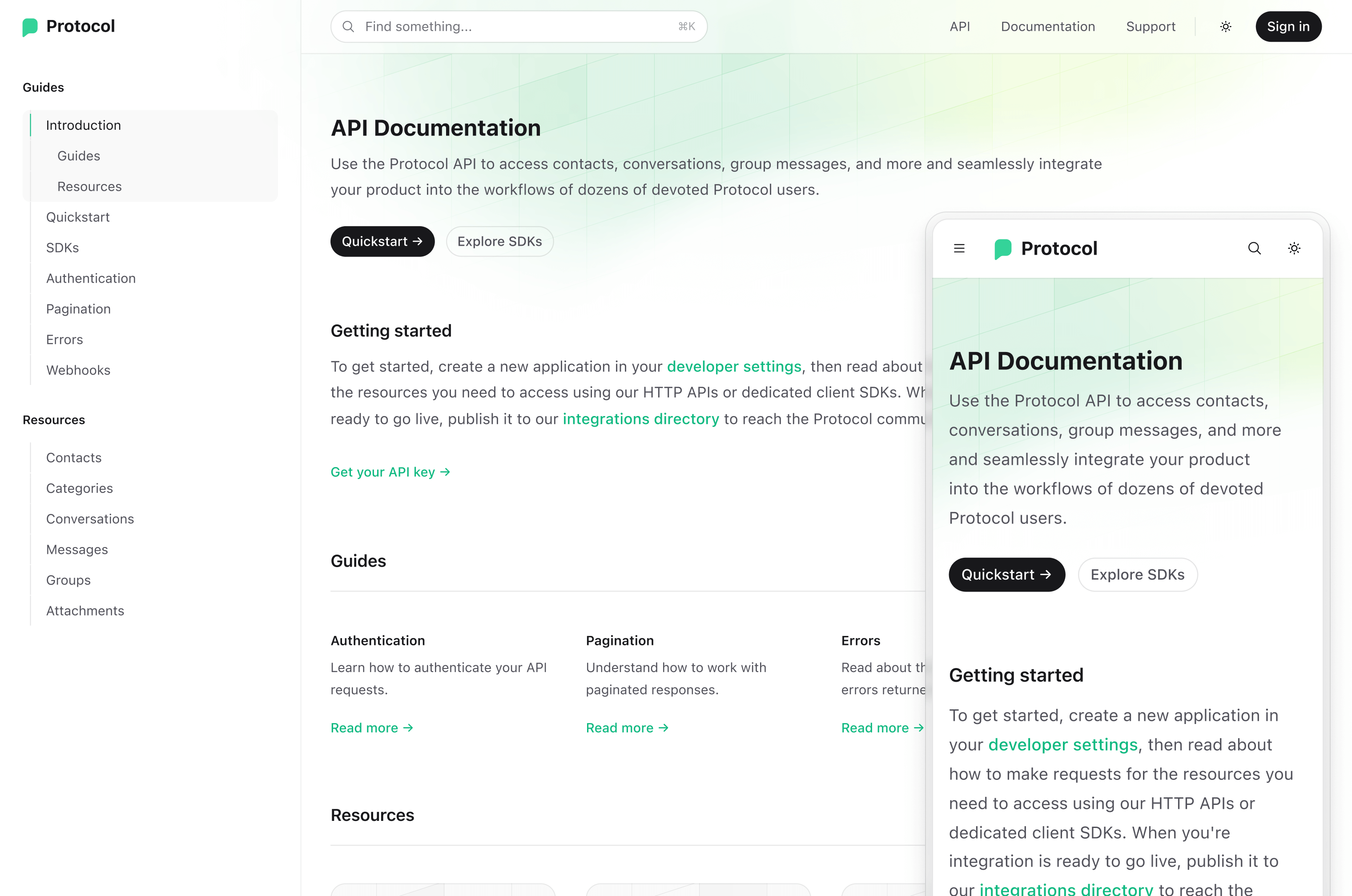 API reference template